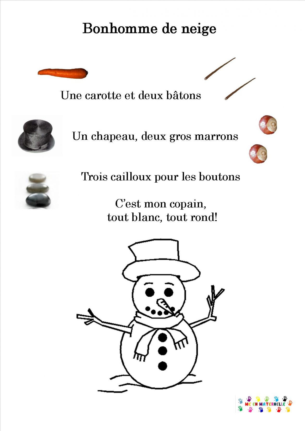Poésie Le Bonhomme De Neige Corinne Albaut Le Bonhomme De Neige Poésie - Catégorie Poésie de Noël : Le bonhomme de