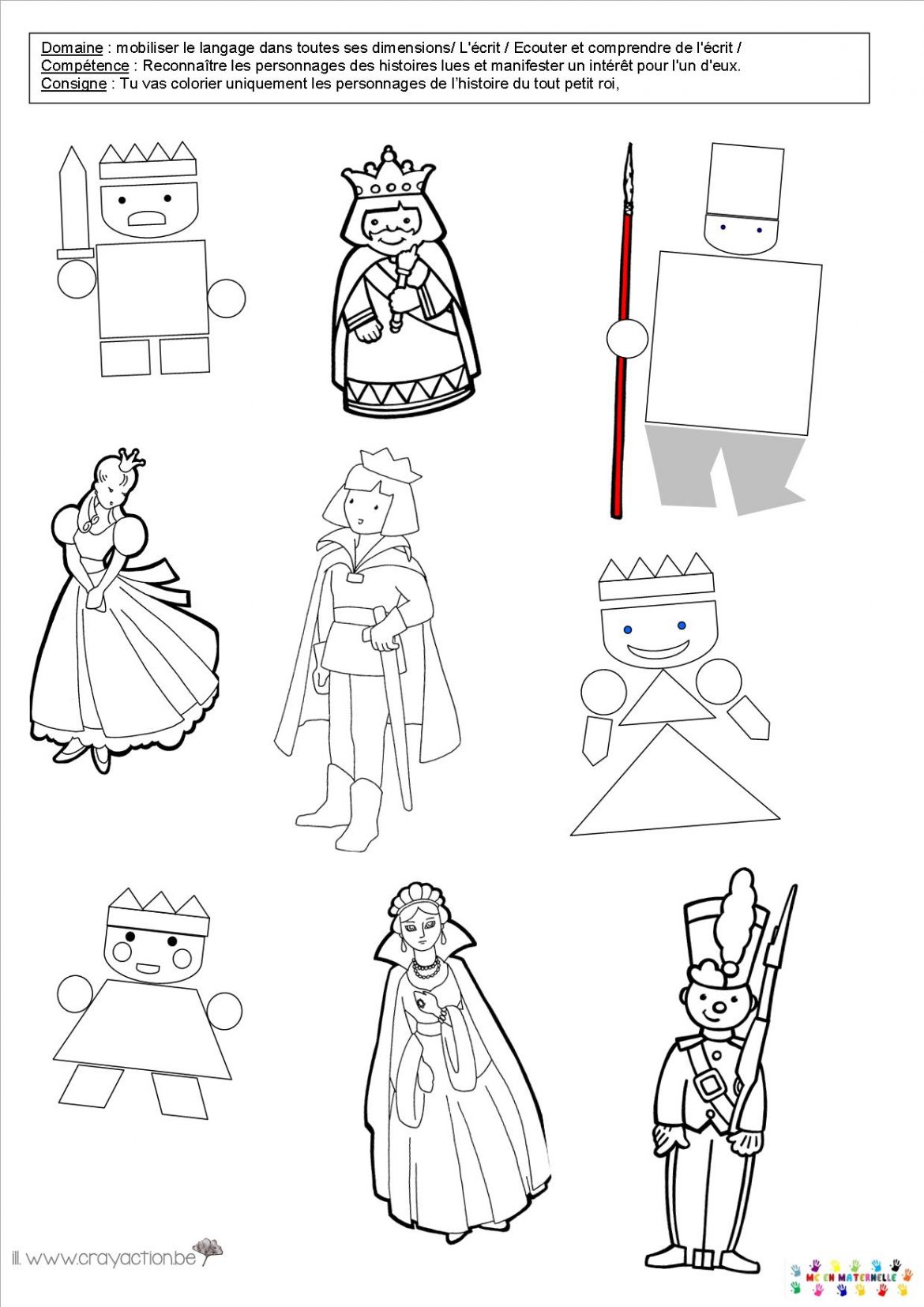 Reconna tre les personnages de l histoire et les colorier coloriage le tout petit roi personnage Illustrations DVD Marianne 2014 – de