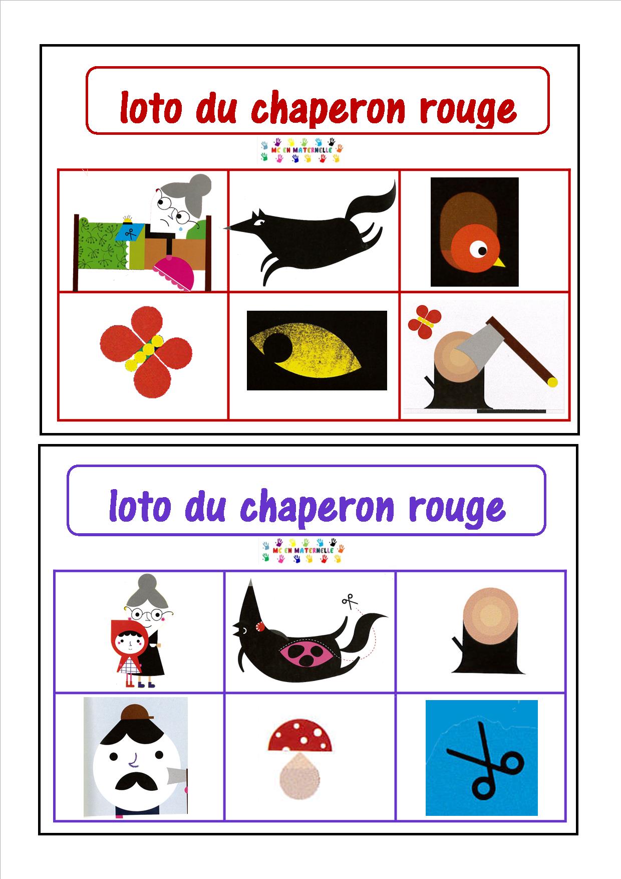 Le Petit Chaperon Rouge Loto MC En Maternelle