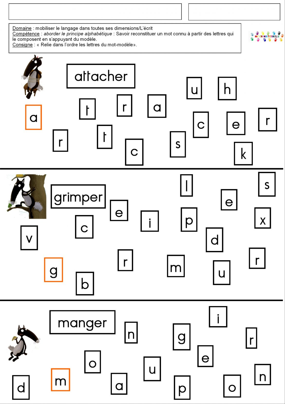 Trouver Le Mot Avec Les Lettres Suivantes Le loup qui découvrait le pays des contes : Relier les lettres pour