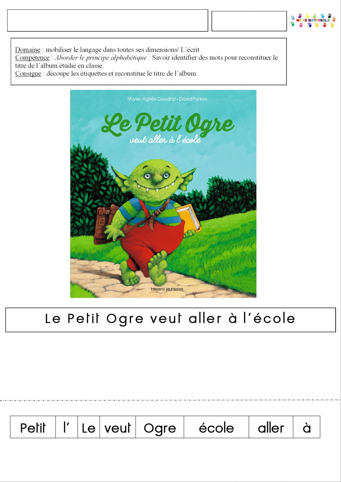 Le Petit Ogre Veut Aller à L'école Pdf Le petit ogre veut aller à l’école – MC en maternelle