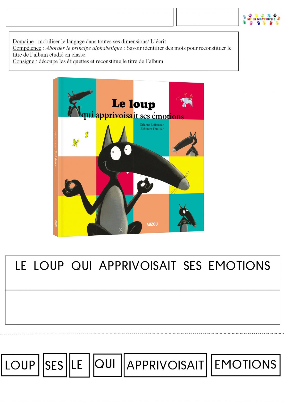Page De Garde Maternelle Loup Le loup qui apprivoisait ses émotions – MC en maternelle