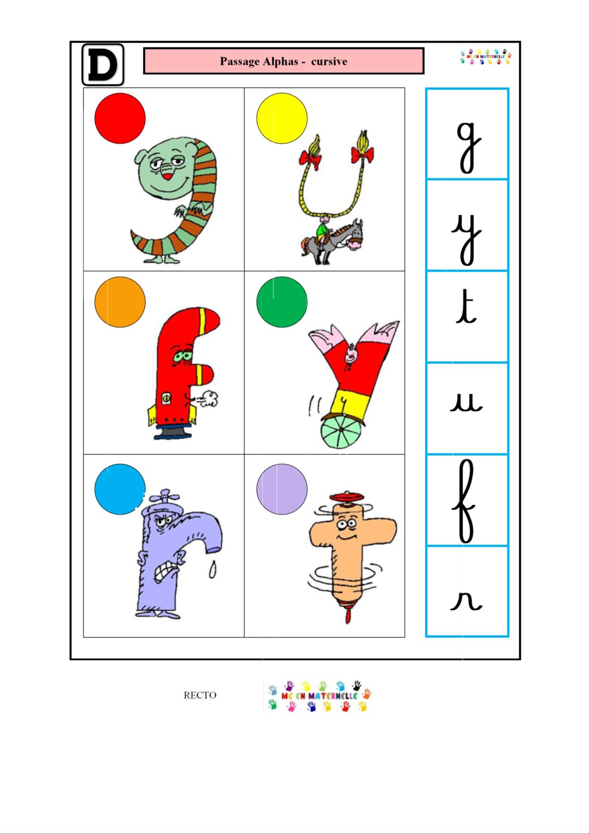 Page De Garde Alphas Logico des alphas : passage alphas – cursive – MC en maternelle