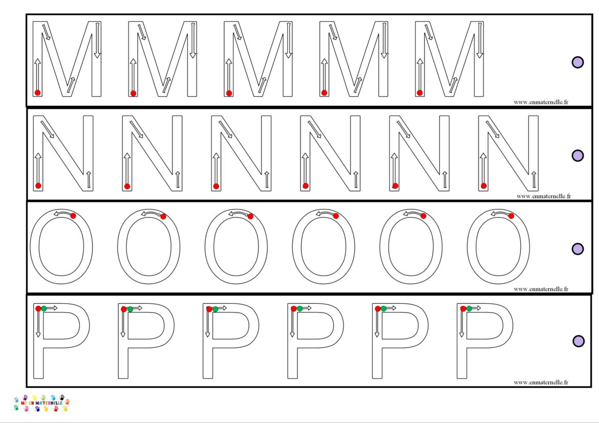 Piste graphique des lettres majuscules pour apprendre le tracé