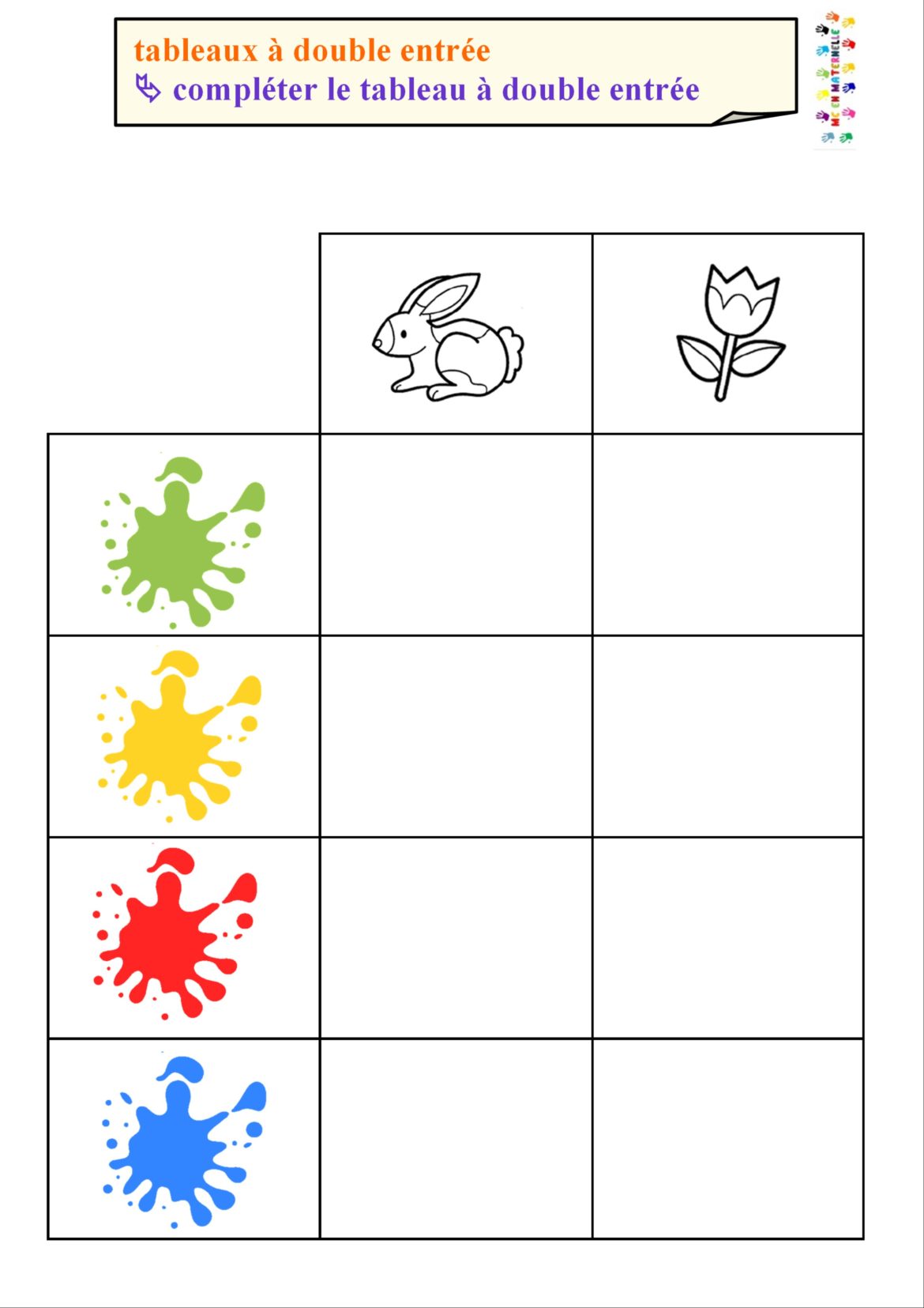 Atelier autonome tableaux à double entrée