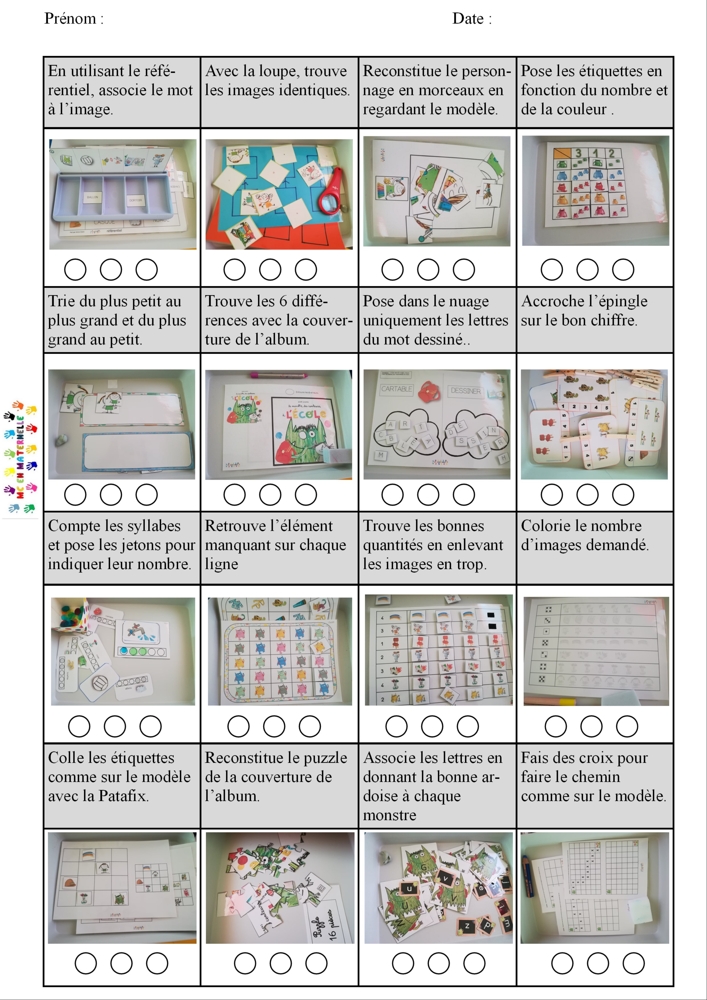 Plan De Travail Maternelle Modifiable Plan de Travail – septembre – Le monstre des émotions – GS – MC en