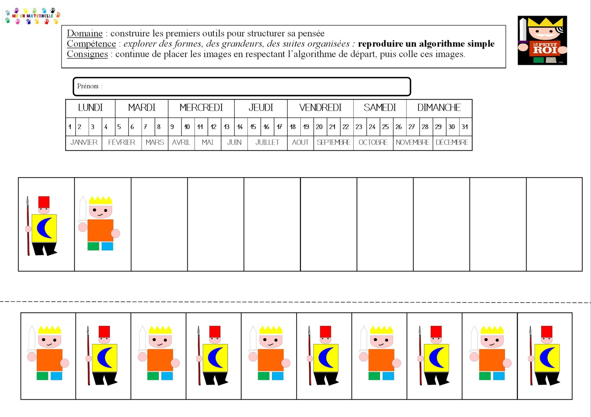 Dessin algorithme maternelle