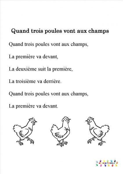 Quand trois poules vont aux champs …