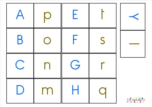 Domino des lettres majuscule/minuscule