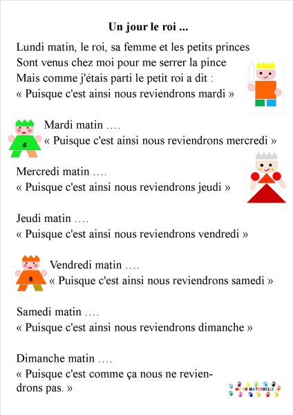 Le tout petit roi : chanson « un jour le roi … »