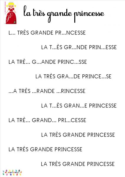la très grande princesse : retrouver les lettres manquantes dans le titre