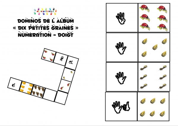 dix petites graines : dominos numération (doigts)