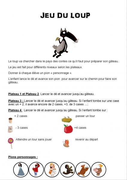 Le loup qui découvrait le pays des contes :  Jeu mathématiques du loup