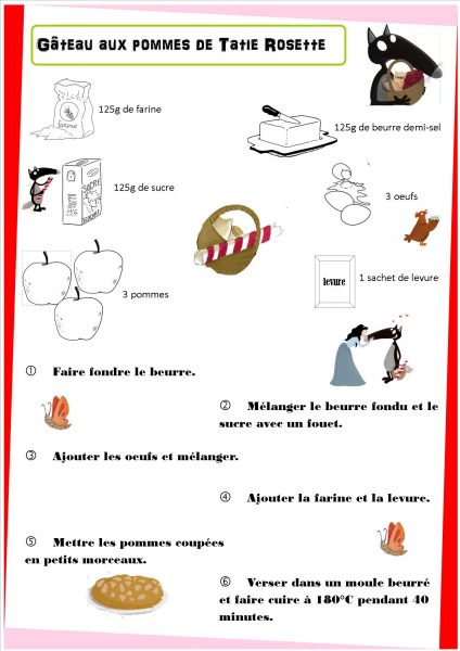 Le loup qui découvrait le pays des contes : recette du gâteau aux pommes
