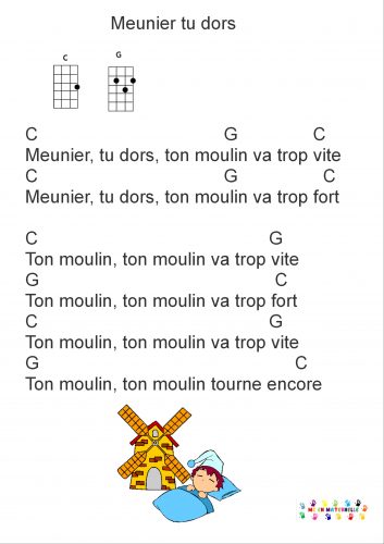 Meunier tu dors pour Ukulélé