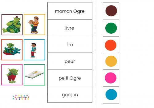 Le petit ogre veut aller à l’école : carte à pince – lexique