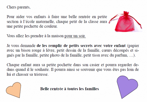 Rentrée en PS – souvenir de la famille