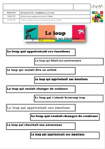 Le loup qui apprivoisait ses émotions : reconnaître le titre de l’histoire