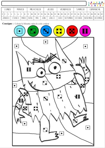 Le monstre des couleurs va à l’école : coloriage magique (plusieurs niveaux)