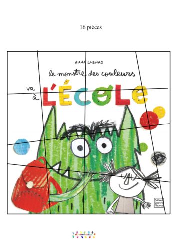 Le monstre des couleurs va à l’école : couverture de l’album (de 4 pièces à 20 pièces)