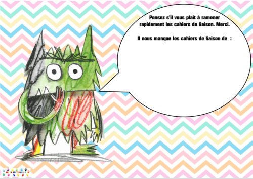 Le monstre des émotions va à l’école : affichette pour devant la classe