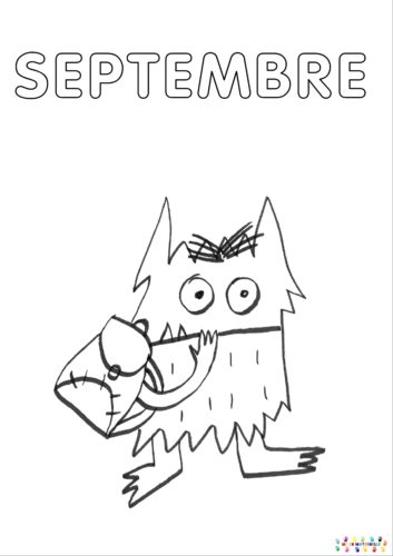 Le monstre des couleurs va à l’école : couverture du mois de septembre