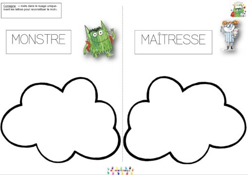 Le monstre des émotions va à l’école : chercher les lettres des mots