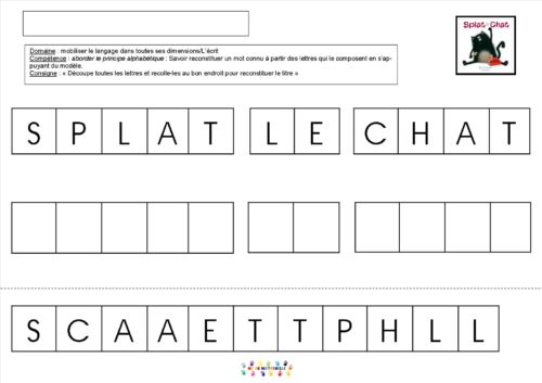 Reconstituer le titre avec Splat le chat