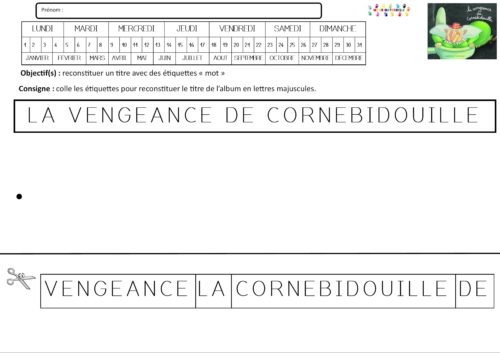 La vengeance de Cornebidouille : travail sur le titre de l’album