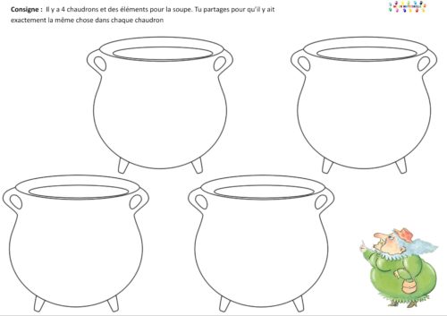 La vengeance de Cornebidouille : partage équitablement les éléments de la soupe de la sorcière