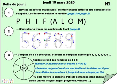 Continuité pédagogique : Jour 4 semaine 1