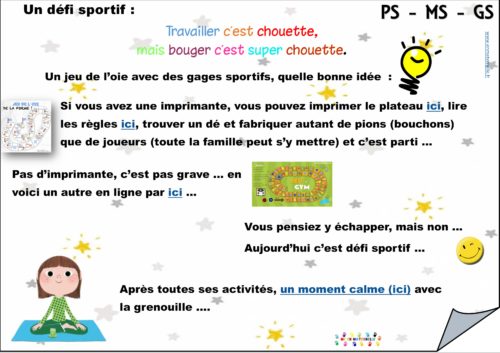 Continuité pédagogique : défi sportif du week-end