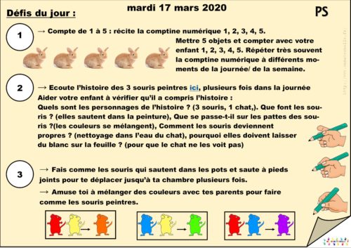 Continuité pédagogique : Jour 2, semaine 1
