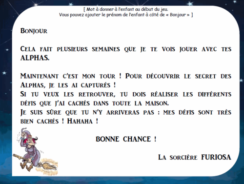 Confinement : Chasse au trésor des Alphas