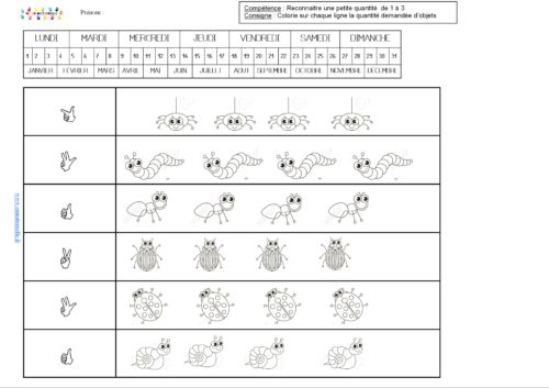 Les abeilles : numération de 3 à 10