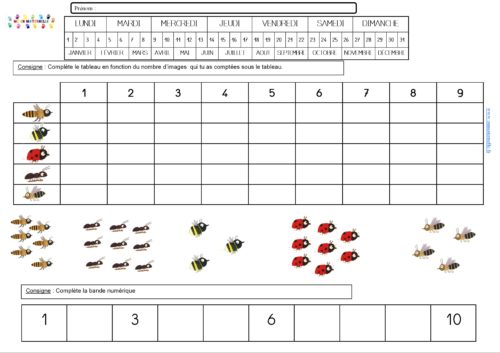 Les abeilles : numération et tableau à double entrée