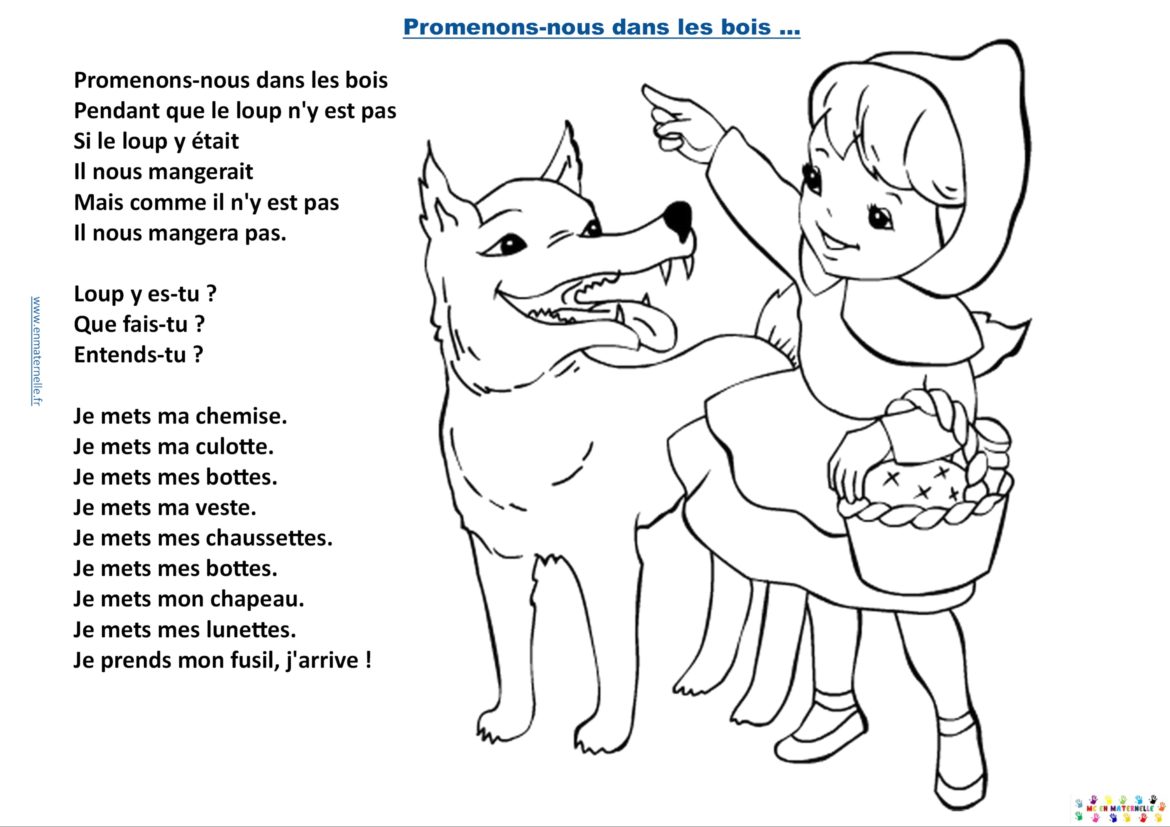 Le Petit Chaperon Rouge Poesie Maurice Careme continuité pédagogique : jour 4 semaine 11 (le petit chaperon rouge)