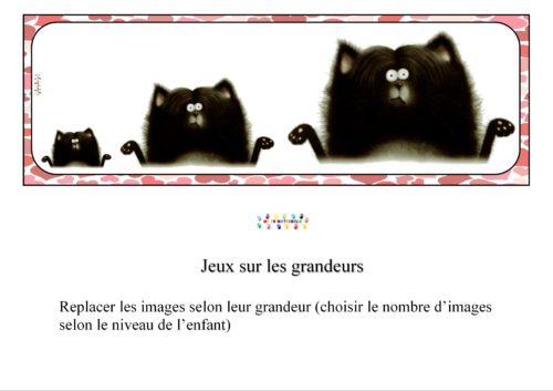 Splat le chat (rentrée) : trier les personnages selon leur taille