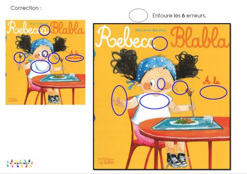 Rebecca Blabla : jeu des 6 erreurs sur les couvertures de Rebecca
