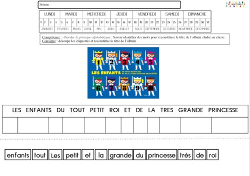 les enfants du tout petit roi : travail autour de la couverture et du titre