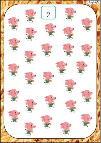 les trois petits cochons : faire des paquets selon le nombre demandé