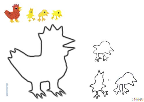 La petite poule rousse : coloriage poule et poussins
