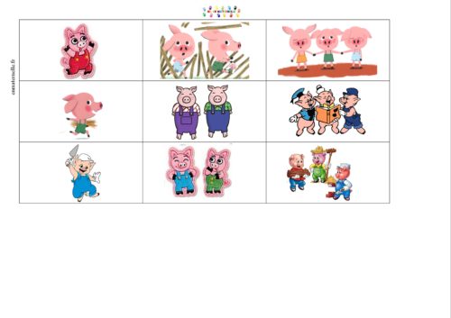 les trois petits cochons : numération de 1 à 3