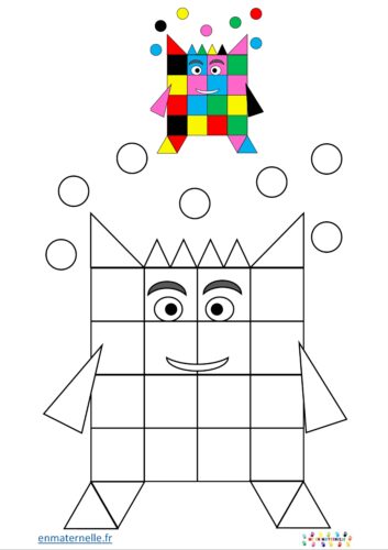 Le monstre des émotions et des couleurs : Coloriage du monstre selon son modèle