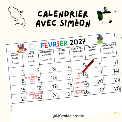 Calendrier (spécial Antilles) avec Siméon