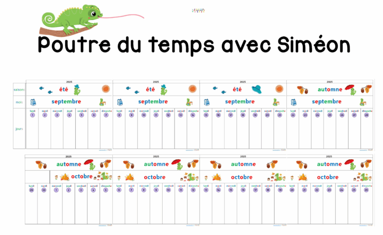 Calendrier Poutre du temps avec Siméon